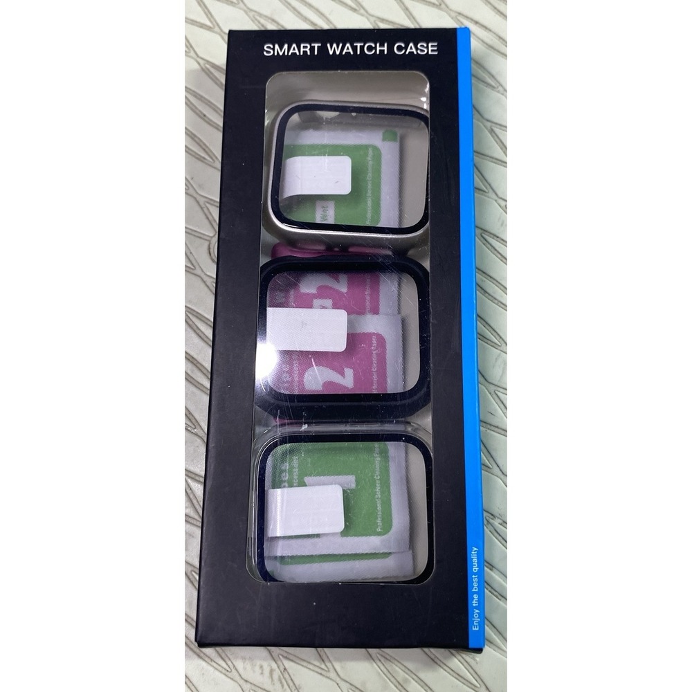 Piankeago 3-Pack Apple Smart Watch Case-Screen Protector Clear/Silver/Black NEW